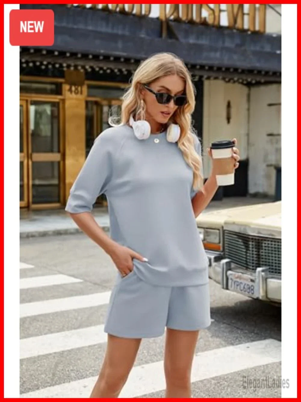 2 Piece Lounge Set Short Sleeve Top and Shorts Loungewear Matching Outfit